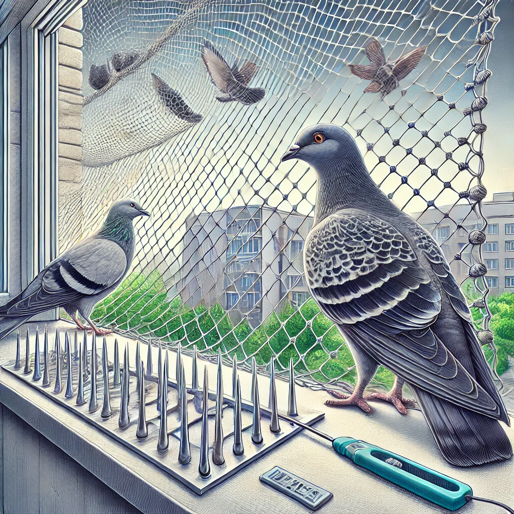 鳩よけネットと鳩よけスパイク